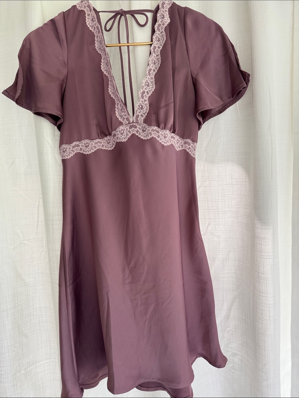 Lace-Trim Light Plum Women's Dress